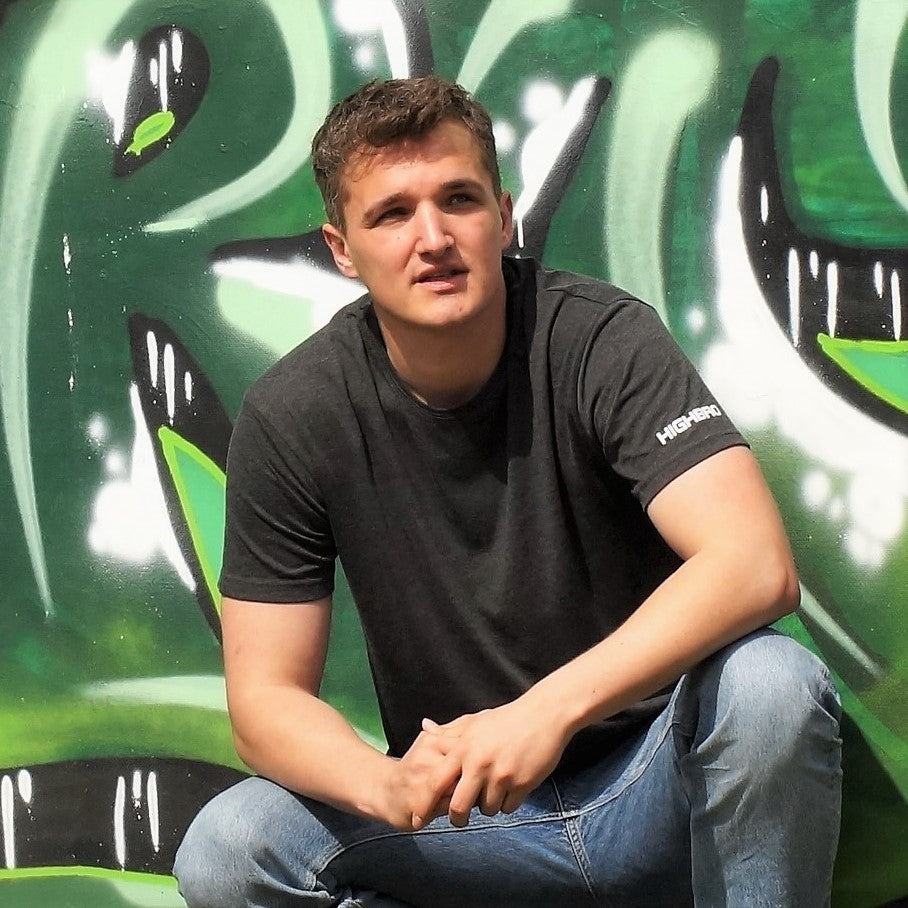 T-Shirt (Dunkelgrau/Anthrazit meliert) in Überlänge mit QR Code - Tall