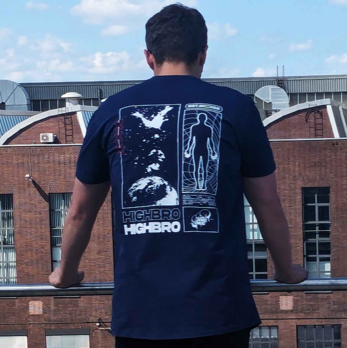 T-Shirt Navyblue Überlänge/Tall mit Backprint