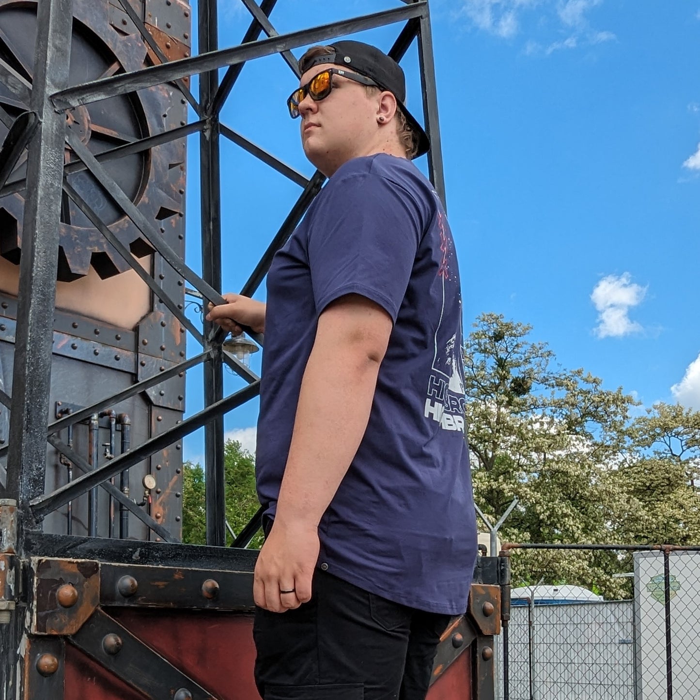 T-Shirt Navyblue Überlänge/Tall mit Backprint