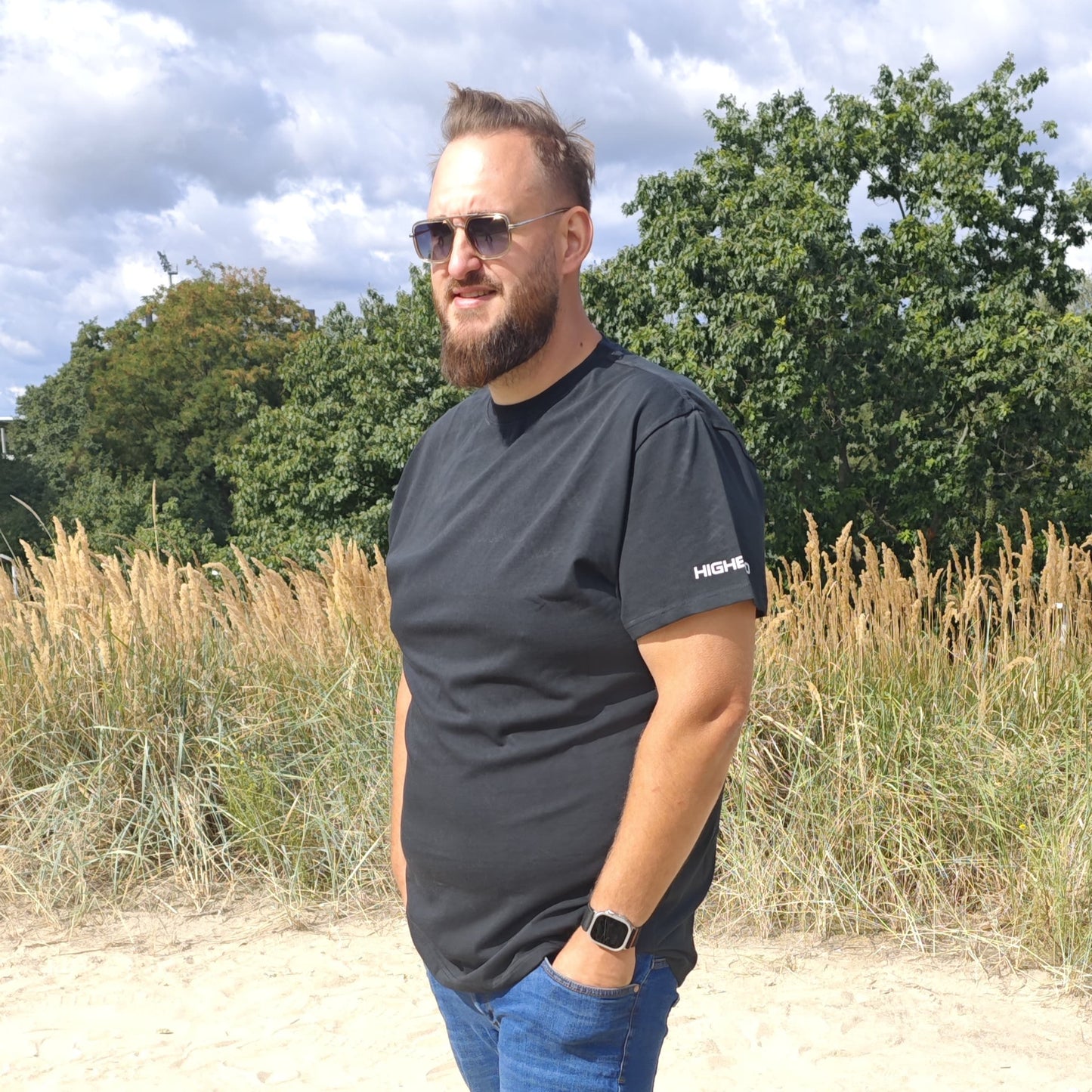 T-Shirt schwarz Überlänge Tall